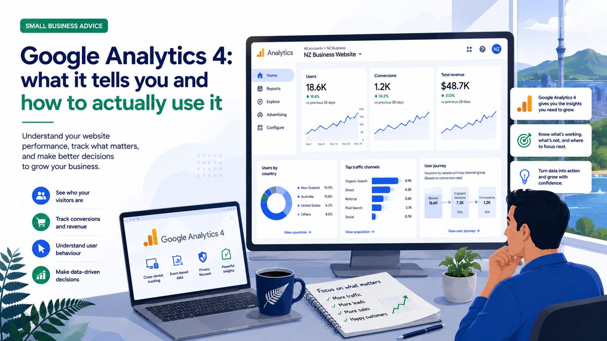 Google Analytics 4 dashboard for small business NZ